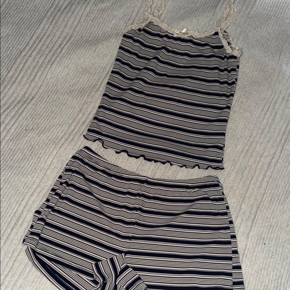 Striped Blue and White Casual Set